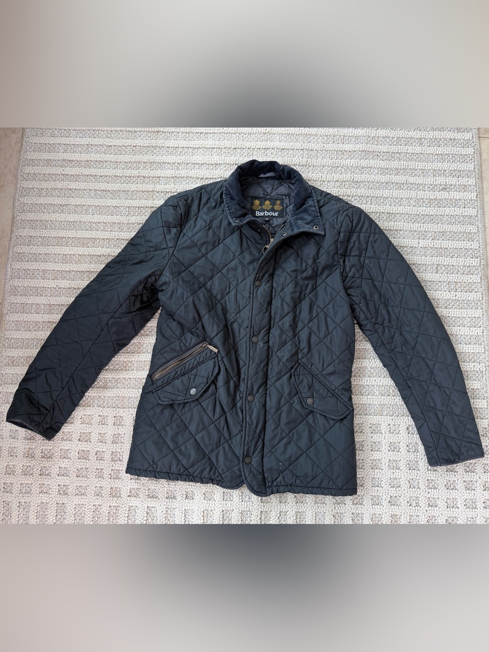 Barbour black quilted jacket mens XS